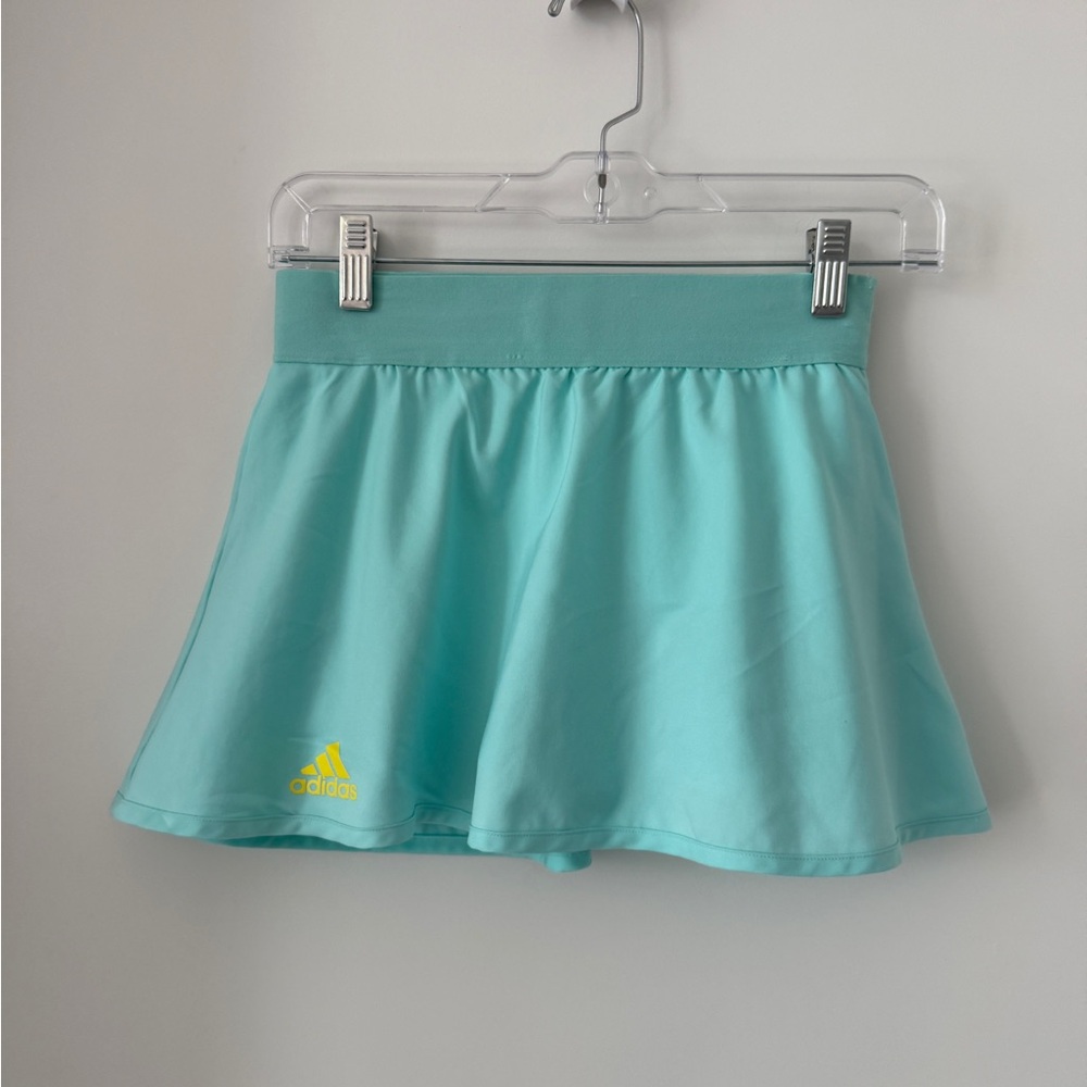 Adidas Turquoise Tennis Skirt with Yellow Logo